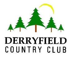 Derryfield Country Club logo: five pine trees with overlooking sun